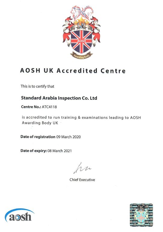 Standard Arabia Approved as AOSH UK Accredited Center 